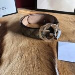 Gucci GG Belt 38mm With Interlocking G Buckle Beige/Ebony 411924 KGDHN 9643 - Image 4