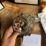 Gucci GG Belt 38mm With Interlocking G Buckle Beige/Ebony 411924 KGDHN 9643 - Image 6