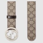 Gucci GG Belt 38mm With Interlocking G Buckle Beige/Ebony 411924 KGDHN 9643 - Image 3