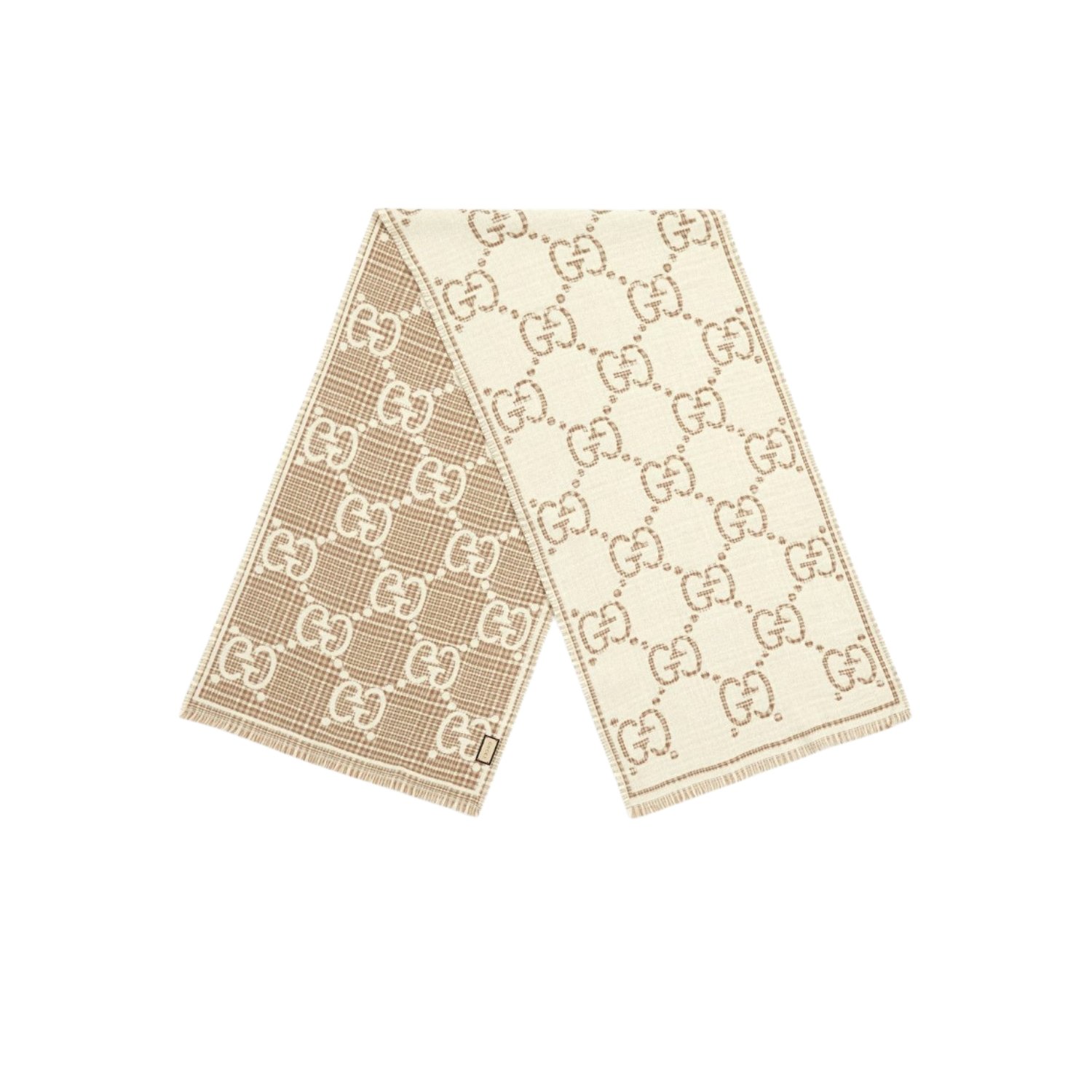 gucci-gg-jacquard-scarf-1.jpg Gucci GG Jacquard Scarf Ivory And Beige 70.8in/180cm 774419 3GAMQ 9778 - Image 1