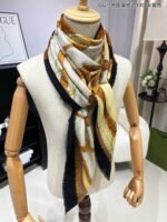 Gucci Heritage Print Silk Scarf Dark Brown And Beige 140cm/55in For Women - Image 5