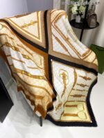 Gucci Heritage Print Silk Scarf Dark Brown And Beige 140cm/55in For Women - Image 7