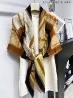 Gucci Heritage Print Silk Scarf Dark Brown And Beige 140cm/55in For Women - Image 10