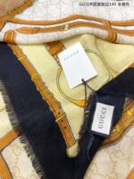 Gucci Heritage Print Silk Scarf Dark Brown And Beige 140cm/55in For Women - Image 11