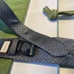 Gucci Monogram Interlocking G Jacquard Dark Grey Tie For Men - Image 7