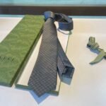 Gucci Monogram Interlocking G Jacquard Dark Grey Tie For Men - Image 8