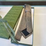 Gucci Monogram Interlocking G Jacquard Tie Light Grey For Men - Image 3