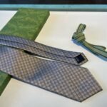 Gucci Monogram Interlocking G Jacquard Tie Light Grey For Men - Image 4
