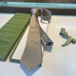 Gucci Monogram Interlocking G Jacquard Tie Light Grey For Men - Image 8