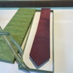Gucci Monogram Interlocking G Jacquard Burgundy Tie For Men - Image 2