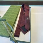 Gucci Monogram Interlocking G Jacquard Burgundy Tie For Men - Image 3