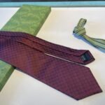 Gucci Monogram Interlocking G Jacquard Burgundy Tie For Men - Image 4