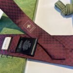 Gucci Monogram Interlocking G Jacquard Burgundy Tie For Men - Image 6