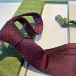Gucci Monogram Interlocking G Jacquard Burgundy Tie For Men - Image 7