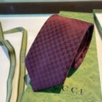 Gucci Monogram Interlocking G Jacquard Burgundy Tie For Men - Image 9
