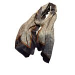 Gucci Saddle Silver Ribbon Scarf Brown 200cm/79in For Women