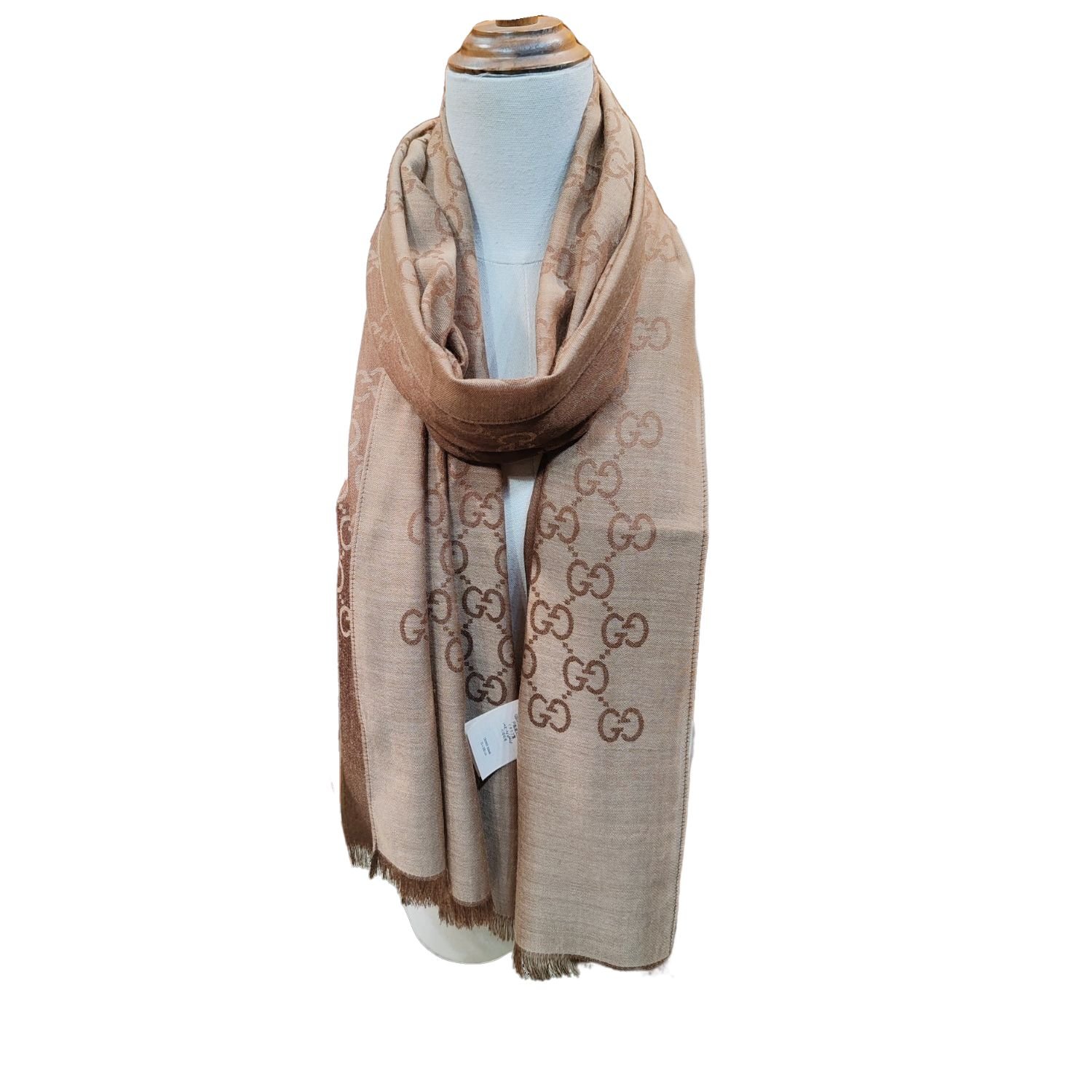 gucci-scarf-1.jpg Gucci Muffler Stole Scarf Light Brown 200cm/79in For Women - Image 1