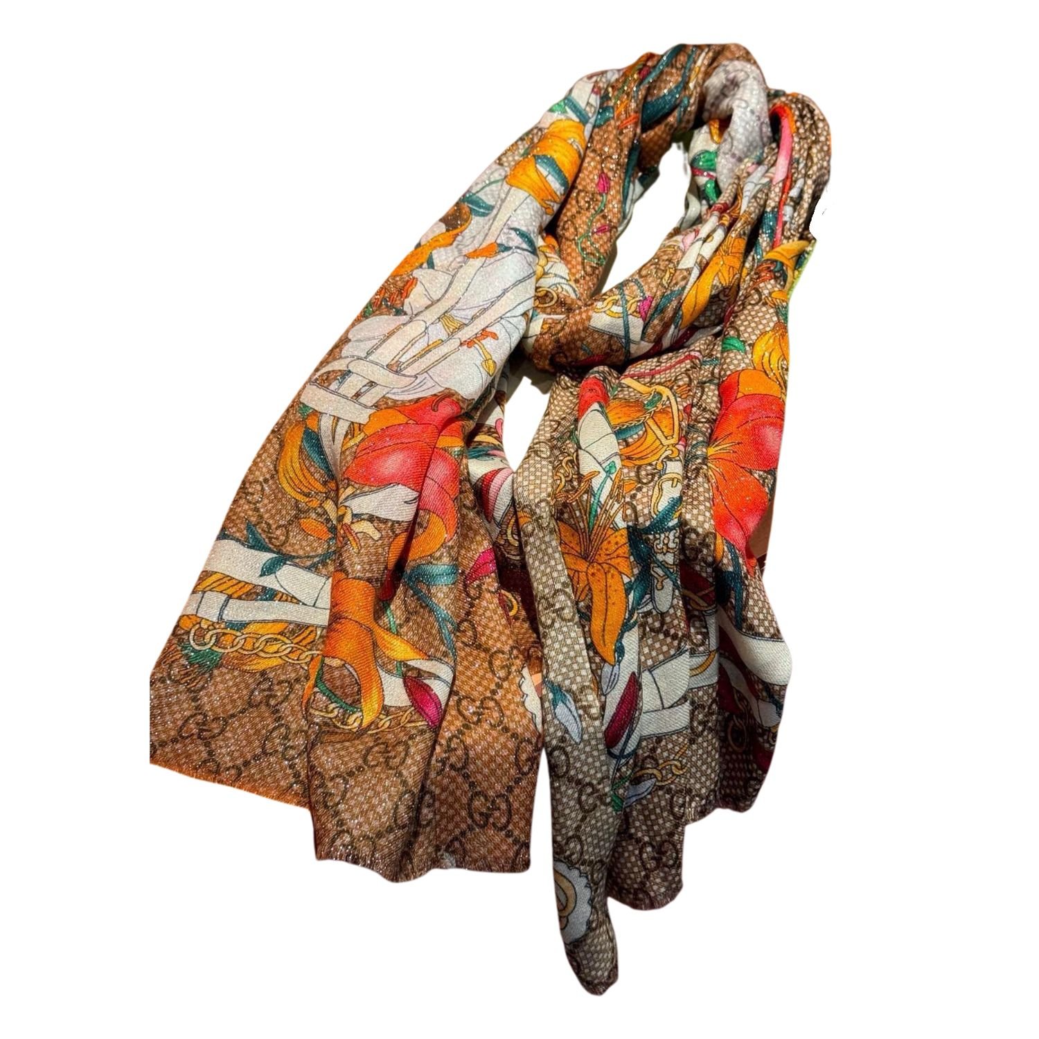 gucci-scarf-3.jpg Gucci Flora Scarf Floral Pattern 200cm/79in For Women - Image 1