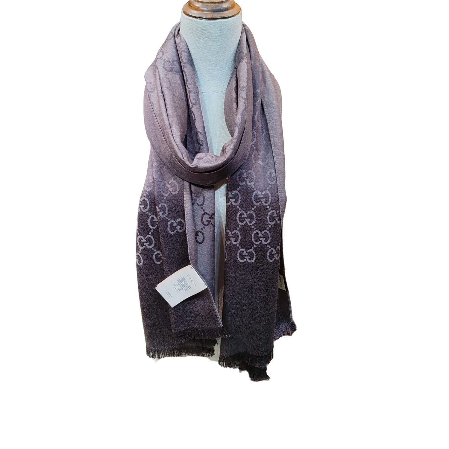 gucci-scarf.jpg Gucci Scarf Dark Brown And Grey 200cm/79in For Women - Image 1