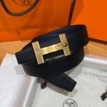 Hermès “H-Zip” 38mm Reversible Belt Navy Blue & Black - Image 3
