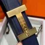Hermès “H-Zip” 38mm Reversible Belt Navy Blue & Black - Image 6