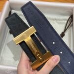 Hermès “H-Zip” 38mm Reversible Belt Navy Blue & Black - Image 7