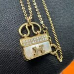 Hermes Amulettes Constance Necklace Gold Tone For Women