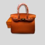 Hermes Birkin Orange Semi Handstitched With Gold Toned Hardware For Women 30cm/11.8in - Image 2