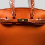 Hermes Birkin Orange Semi Handstitched With Gold Toned Hardware For Women 30cm/11.8in - Image 5