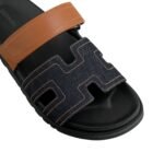 Hermes Chypre Sandals Blue Brut/ Natural For Men H242886ZH48420 - Image 4