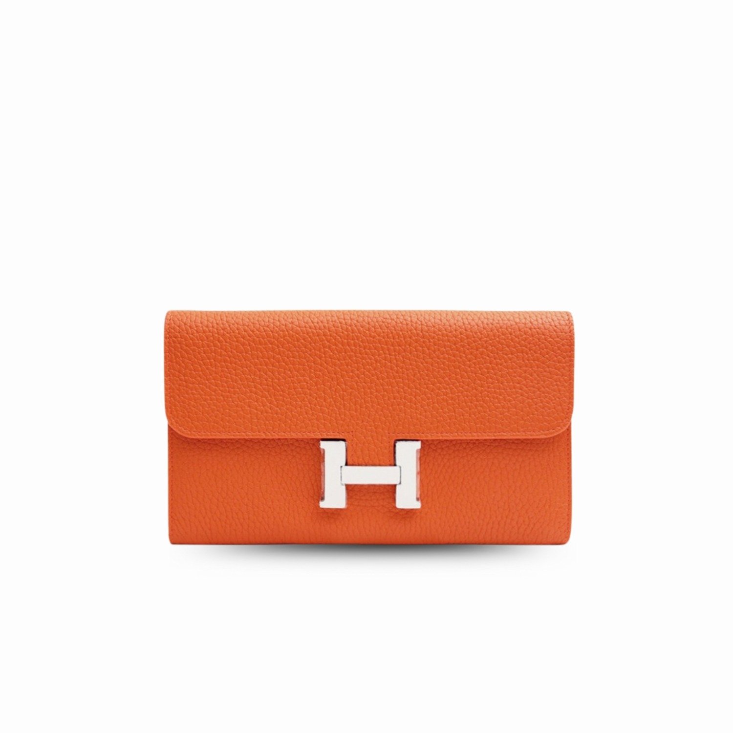 hermes-constance-togo-long-walle.jpg Hermes Constance Togo Long Wallet 20cm/7.9in Silver Toned Hardware For Women Orange - Image 1