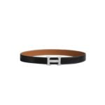 Hermes H Guillochee Belt 32mm Buckle And Reversible Leather Strap Noir H064540CK05