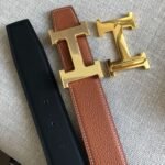 Hermes H Guillochee Belt 32mm Buckle And Reversible Leather Strap Noir/Gold H064540CC06 - Image 3
