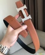 Hermes H Guillochee Belt 32mm Buckle And Reversible Leather Strap Noir H064540CK05 - Image 5
