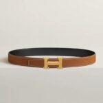 Hermes H Guillochee Belt 32mm Buckle And Reversible Leather Strap Noir/Gold H064540CC06 - Image 2