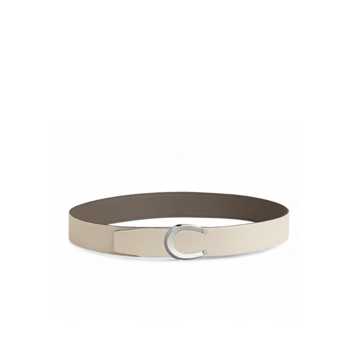 hermes-luck-belt-buckle-reversible-leather-strap-38mm-1-1.jpg Hermès Luck Belt Buckle Reversible Leather Strap 38mm Gris Étain/Craie H010412CK05 - Image 1