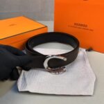 Hermès Luck Belt Buckle Reversible Leather Strap 38mm Noir/Chocolat H010412CK05 - Image 3