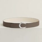 Hermès Luck Belt Buckle Reversible Leather Strap 38mm Gris Étain/Craie H010412CK05 - Image 3