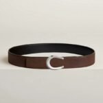 Hermès Luck Belt Buckle Reversible Leather Strap 38mm Noir/Chocolat H010412CK05 - Image 2