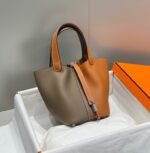 Hermes Picotin Lock 18 Bag Grey/Brown For Women 7.1in/18cm - Image 7