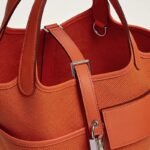 Hermes Picotin Lock 18 Pocket Top Handle Bag 7.1in/ 18cm Orange Silver Hardware For Women H083189CKAL - Image 4