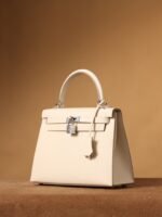 Hermes Kelly Epsom Silver Lock Bag Cream For Women 9,8in/25cm - Image 5