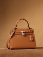 Hermes Kelly Epsom Silver Tone Lock Bag Brown For Women 9,8in/25cm - Image 9