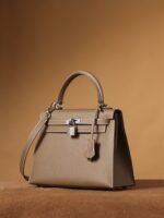Hermes Kelly Epsom Silver Tone Lock Bag Grey For Women 9,8in/25cm - Image 2