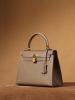Hermes Kelly Epsom Gold Tone Lock Bag Grey For Women 9,8in/25cm - Image 4