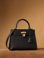Hermes Kelly Epsom Gold Tone Lock Bag Black For Women 9,8in/25cm - Image 7