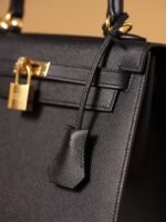 Hermes Kelly Epsom Gold Tone Lock Bag Black For Women 9,8in/25cm - Image 10