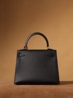 Hermes Kelly Epsom Gold Tone Lock Bag Black For Women 9,8in/25cm - Image 4