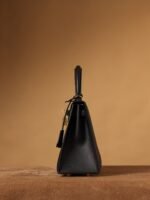 Hermes Kelly Epsom Gold Tone Lock Bag Black For Women 9,8in/25cm - Image 3