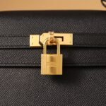 Hermes Kelly Epsom Gold Tone Lock Bag Black For Women 9,8in/25cm - Image 9